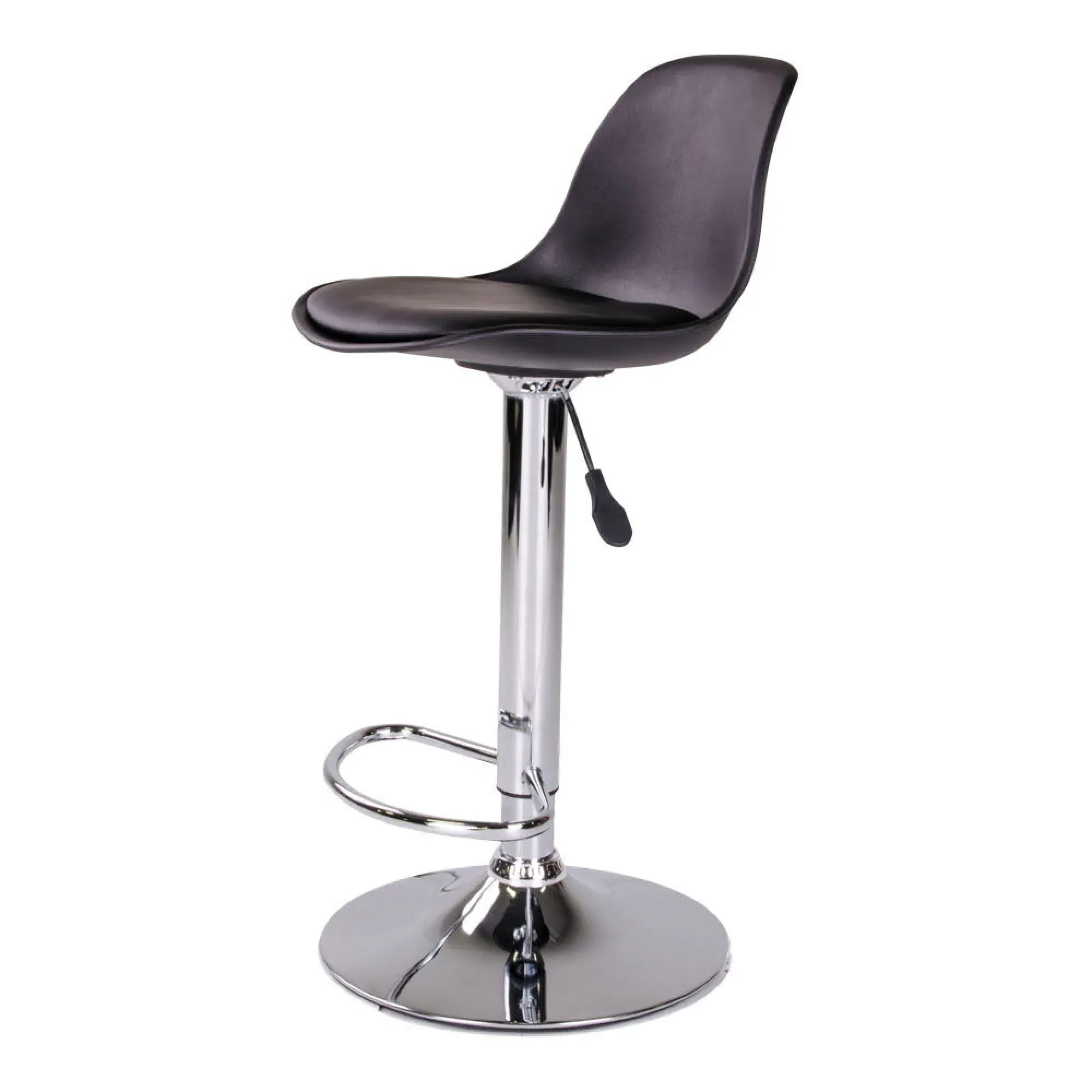 Trondheim Adjustable Barstool - Black, Faux Leather