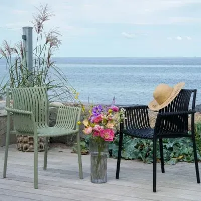 Tulsa Slatted Garden Chair Set of 4 - Green