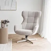 Turin Swivel Lounge Chair - Natural, Fabric