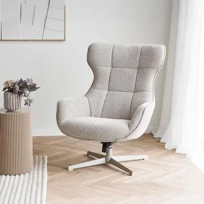 Turin Swivel Lounge Chair - Natural, Fabric image