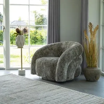 Valletta Swivel Lounge Chair - Dark Grey, Fabric