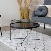 Venezia Round Large Coffee Table - Black, Glass