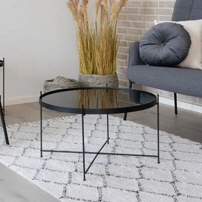 Venezia Round Large Coffee Table - Black, Glass image