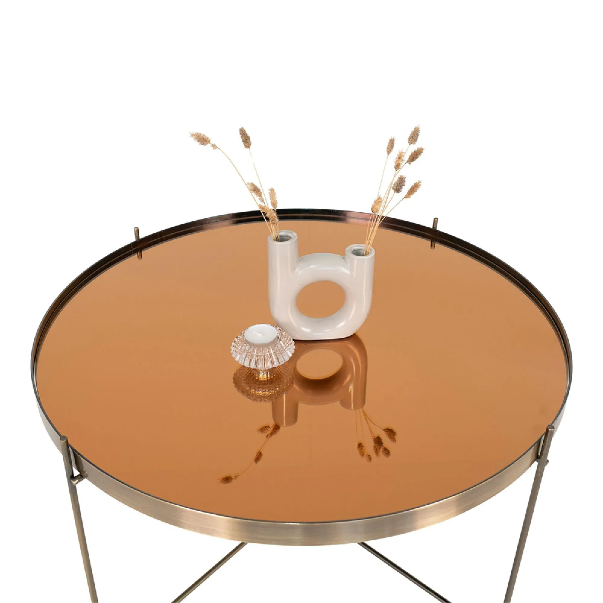 Venezia Round Large Coffee Table - Brass, Glass