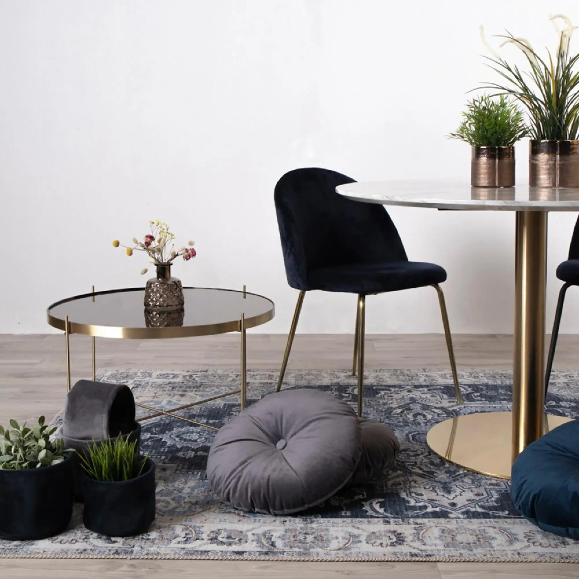 Venezia Round Large Coffee Table - Brass, Glass