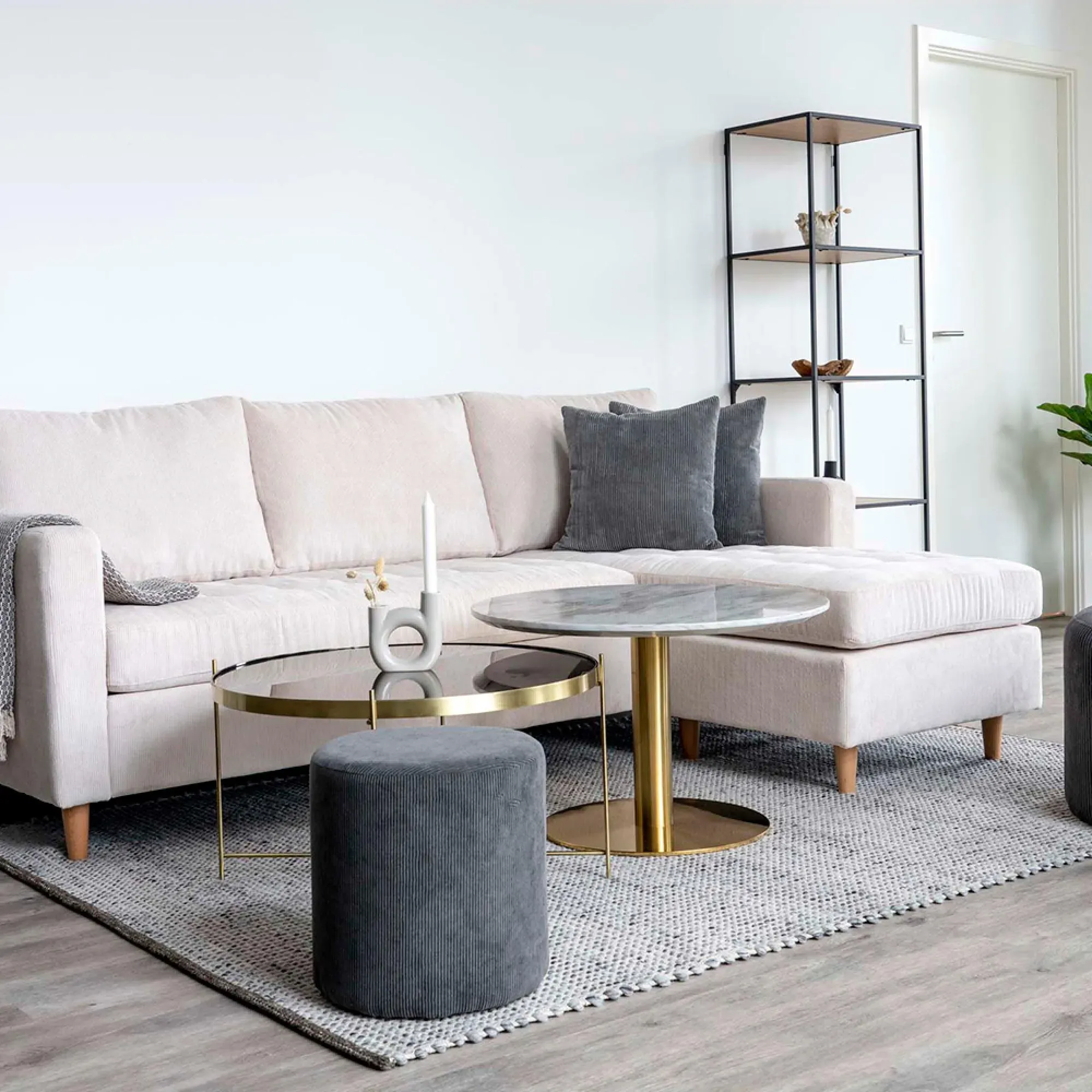 Venezia Round Large Coffee Table - Brass, Glass