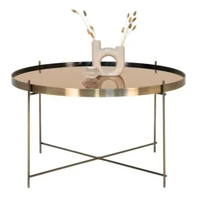 Venezia Round Large Coffee Table - Brass, Glass