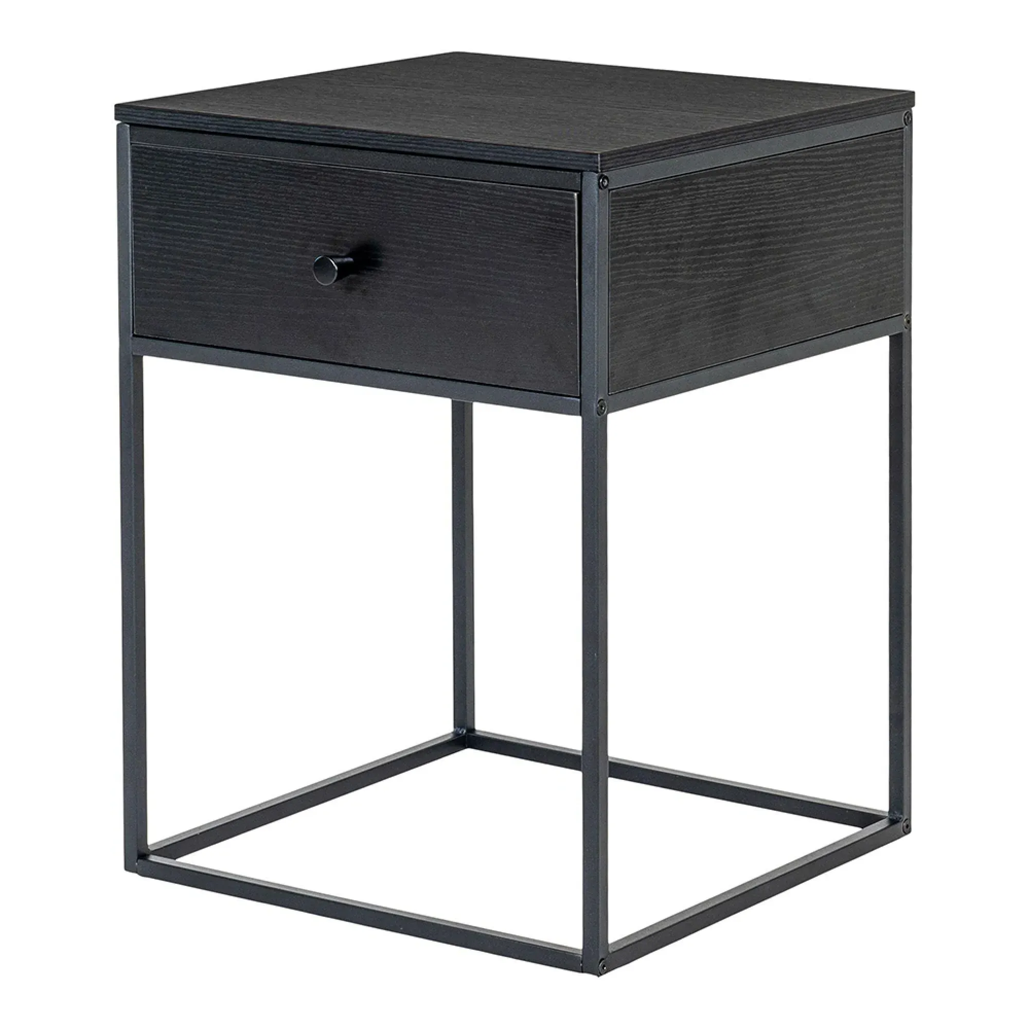 Vita 1 Drawer Side Table - Black, Melamine
