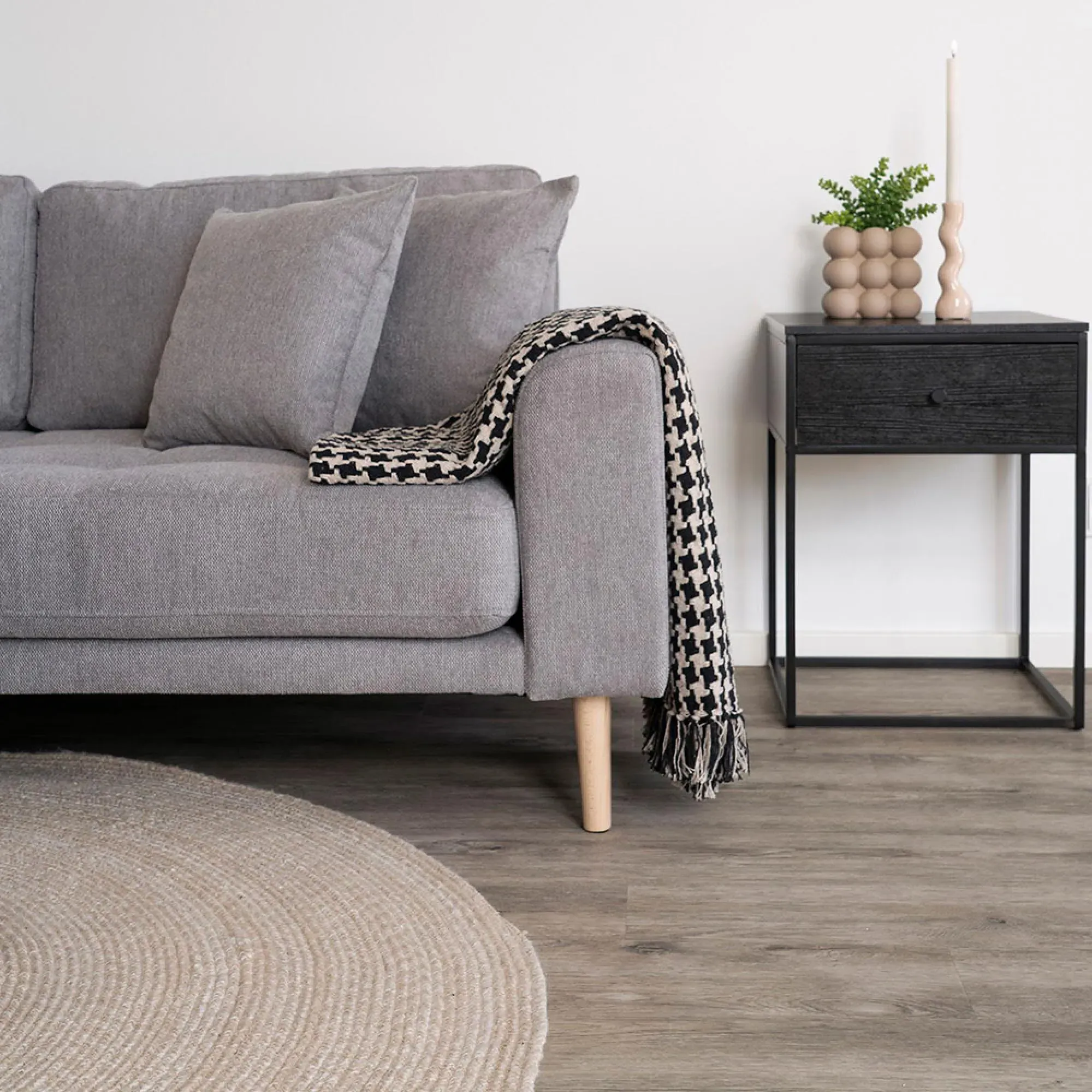 Vita 1 Drawer Side Table - Black, Melamine