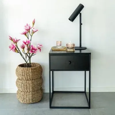 Vita 1 Drawer Side Table - Black, Melamine image