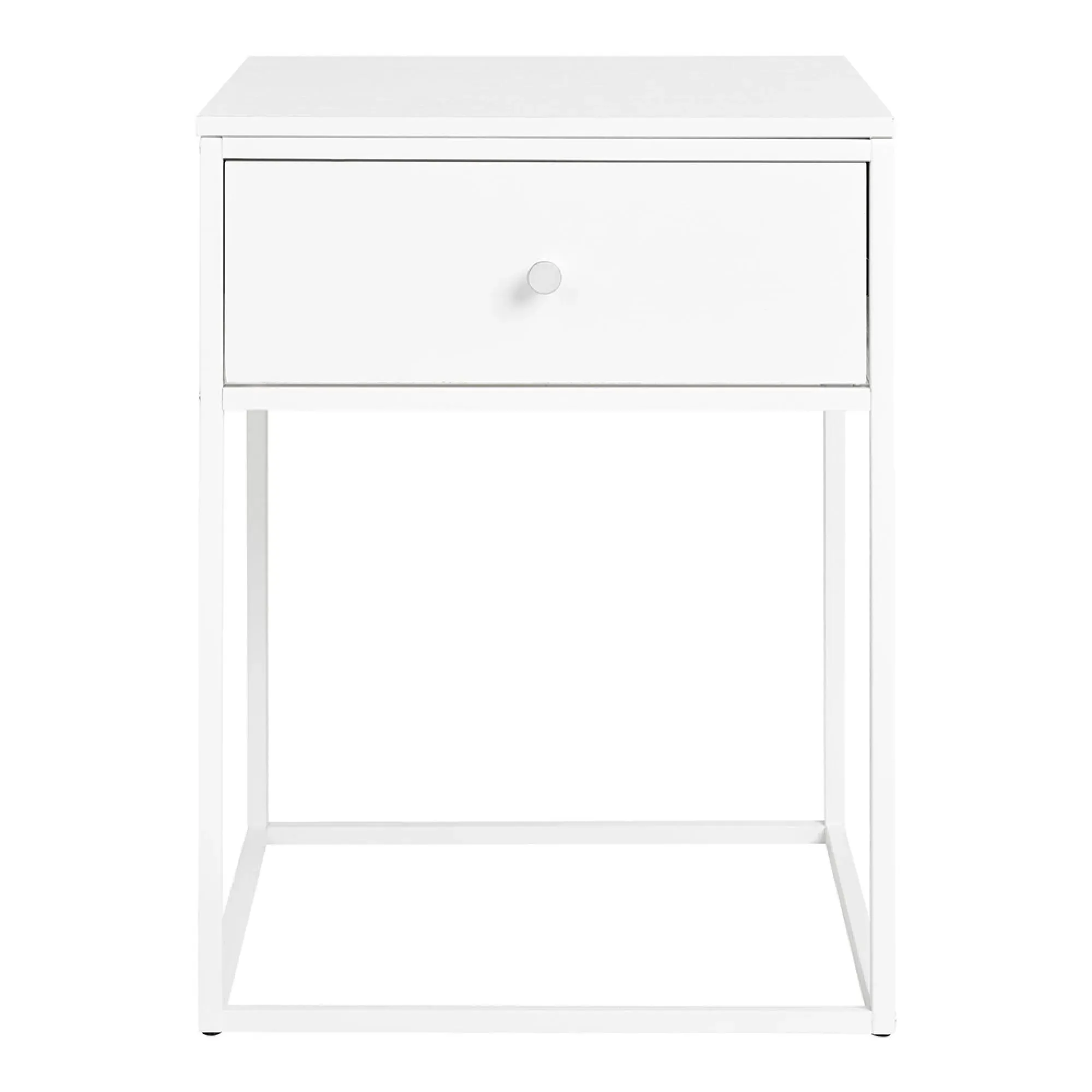 Vita 1 Drawer Side Table - White, Melamine