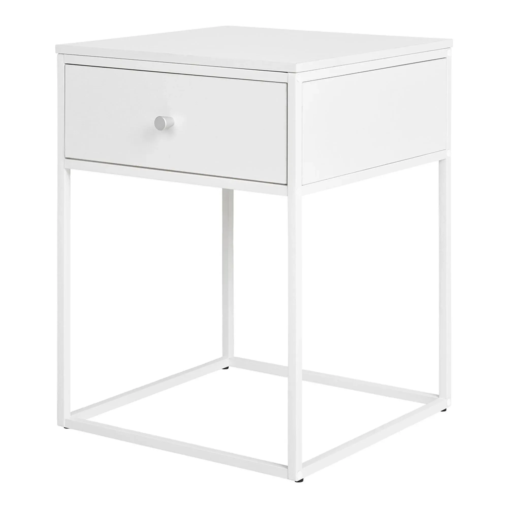 Vita 1 Drawer Side Table - White, Melamine