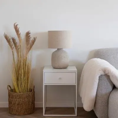 Vita 1 Drawer Side Table - White, Melamine