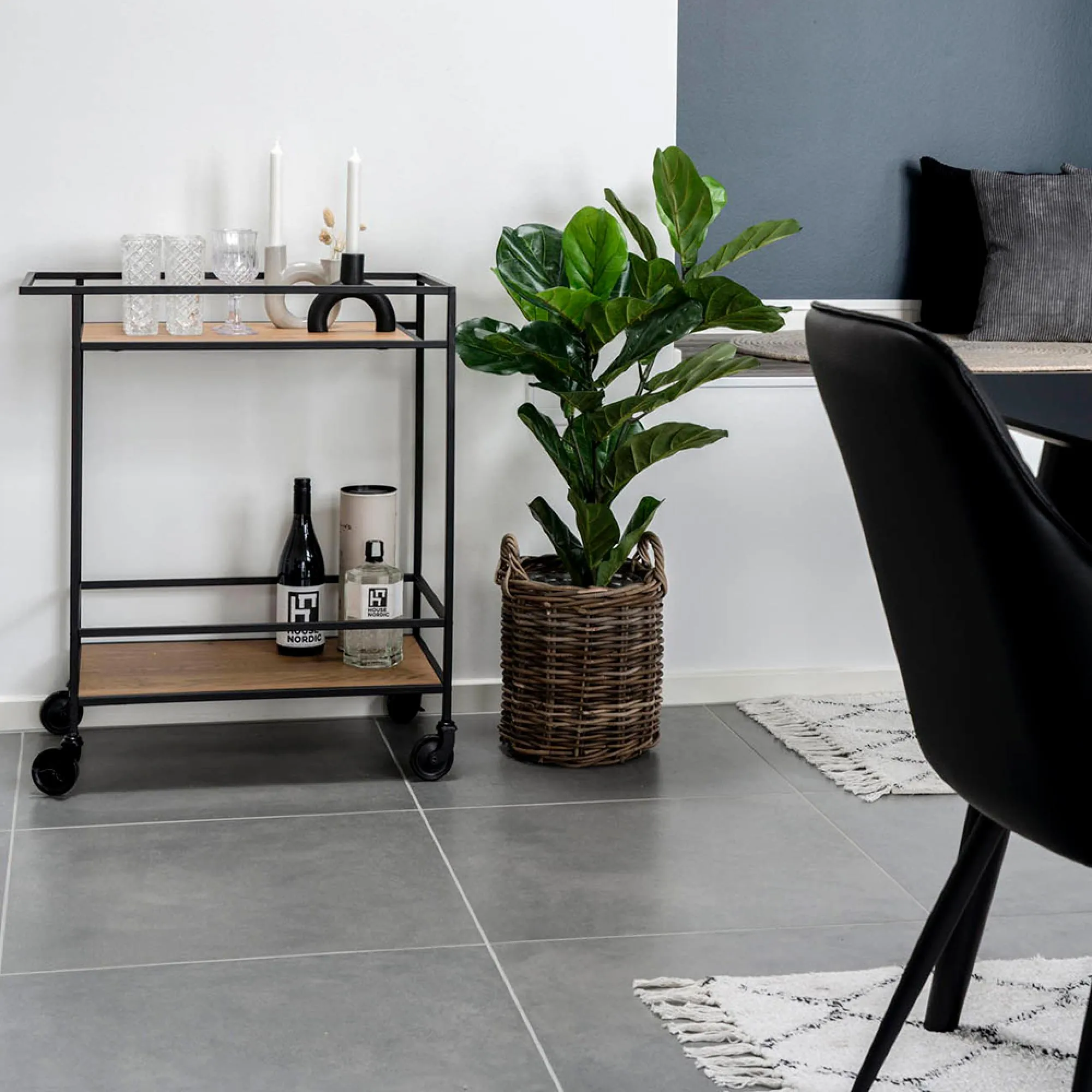 Vita Bar Trolley - Natural, Steel