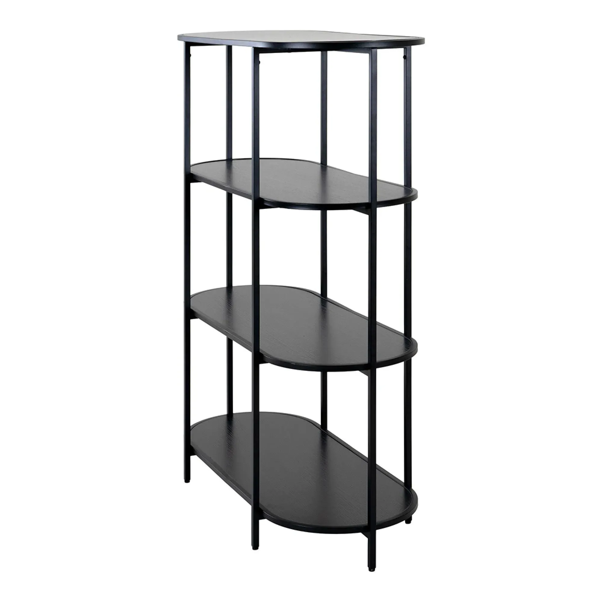 Vita Curved Open Shelving Unit - Black, Melamine