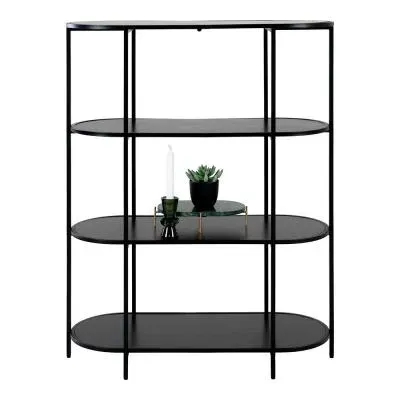 Vita Curved Open Shelving Unit - Black, Melamine image