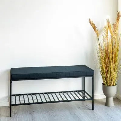 Vita Hall Bench with Shelf - Black, Melamine