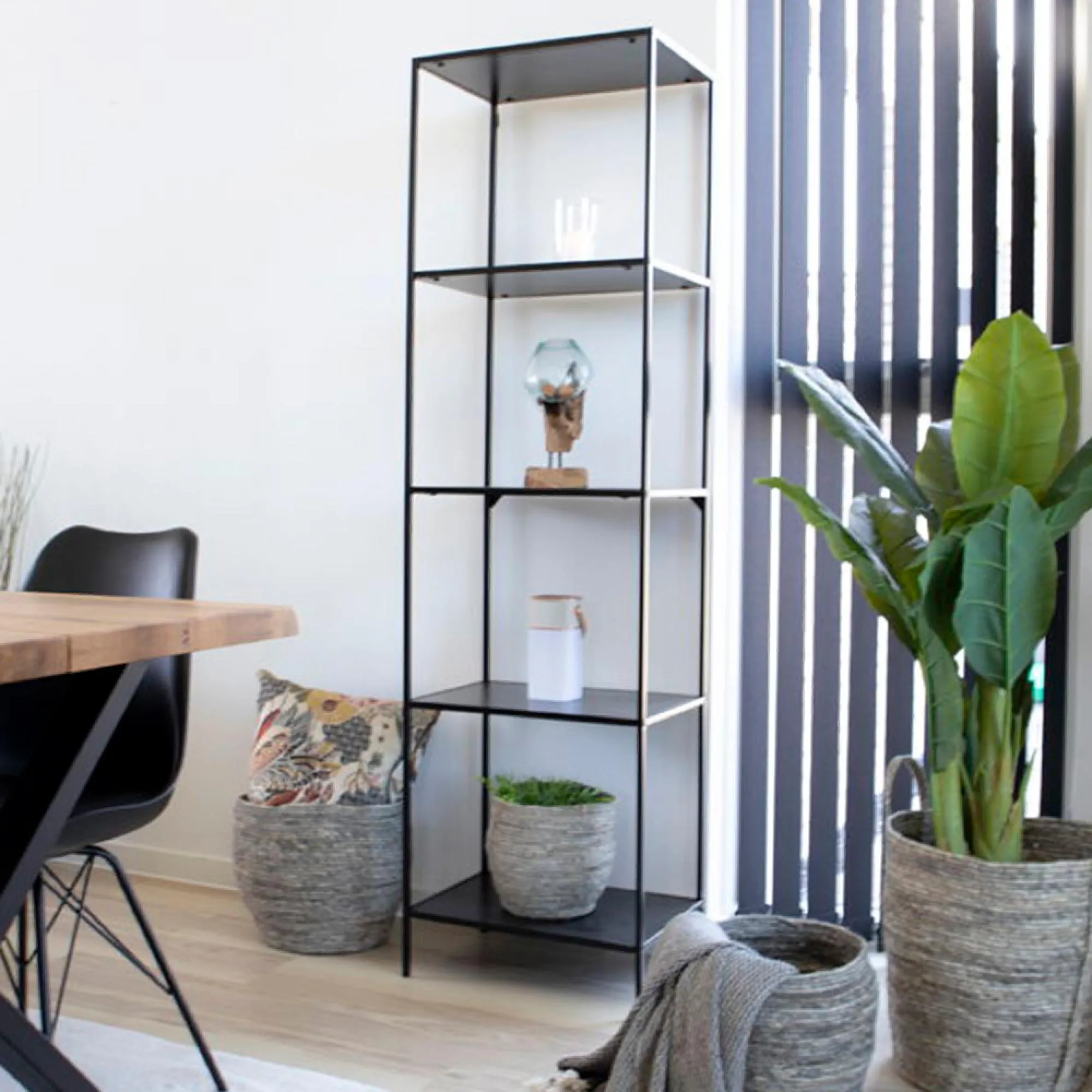 Vita Tall Open Shelving Unit - Black, Melamine