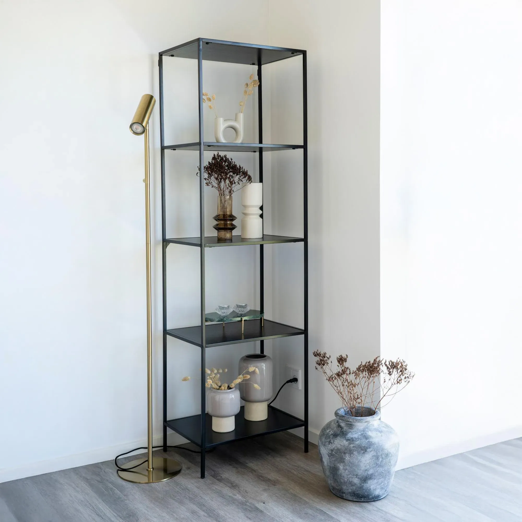 Vita Tall Open Shelving Unit - Black, Melamine