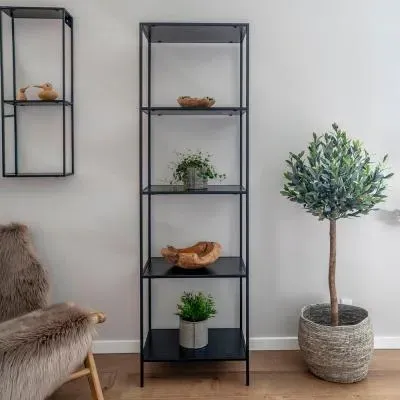 Vita Tall Open Shelving Unit - Black, Melamine image