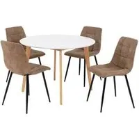 Vojens 4-Seater Round Dining Set - White
