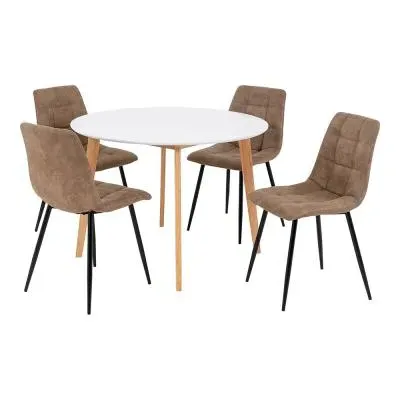Vojens 4-Seater Round Dining Set - White