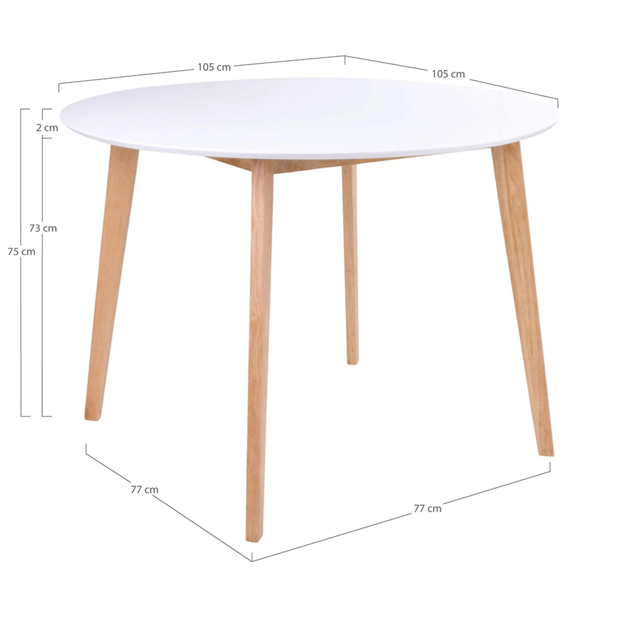 Vojens 4-Seater Round Dining Table - White