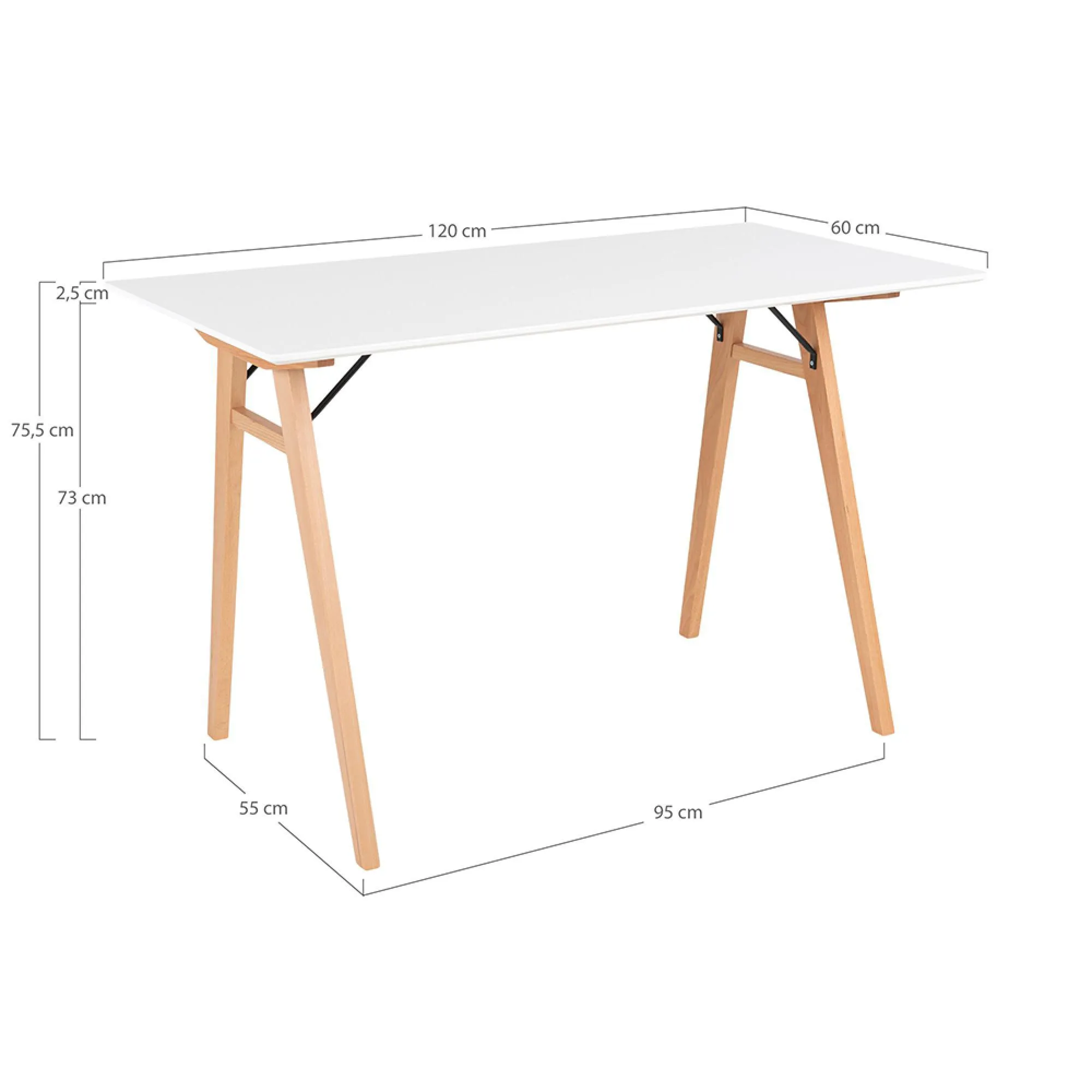 Vojens Writing Desk - White