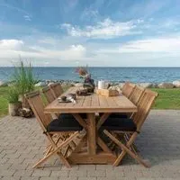 Volos Teak Wood Garden Dining Set with 8 Toledo Chairs - Natural