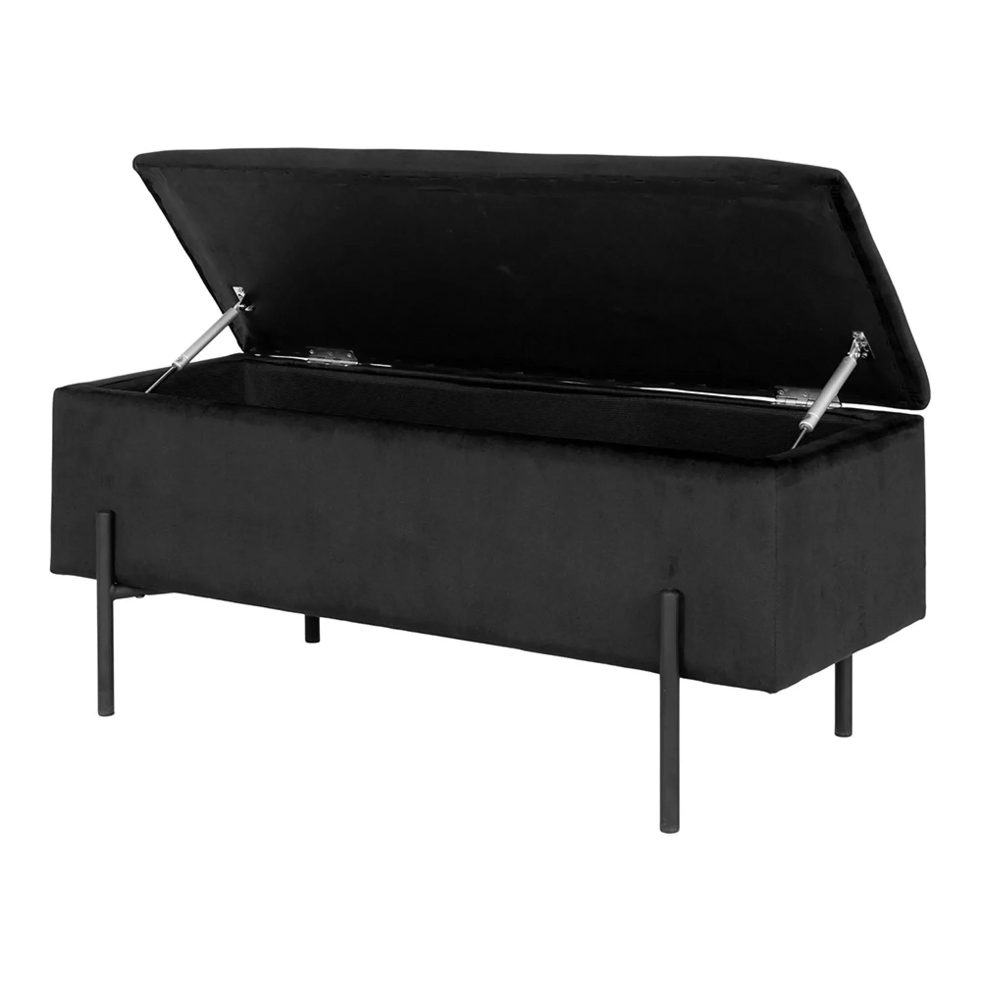 Watford Storage Bench with Storage - Black, Velvet