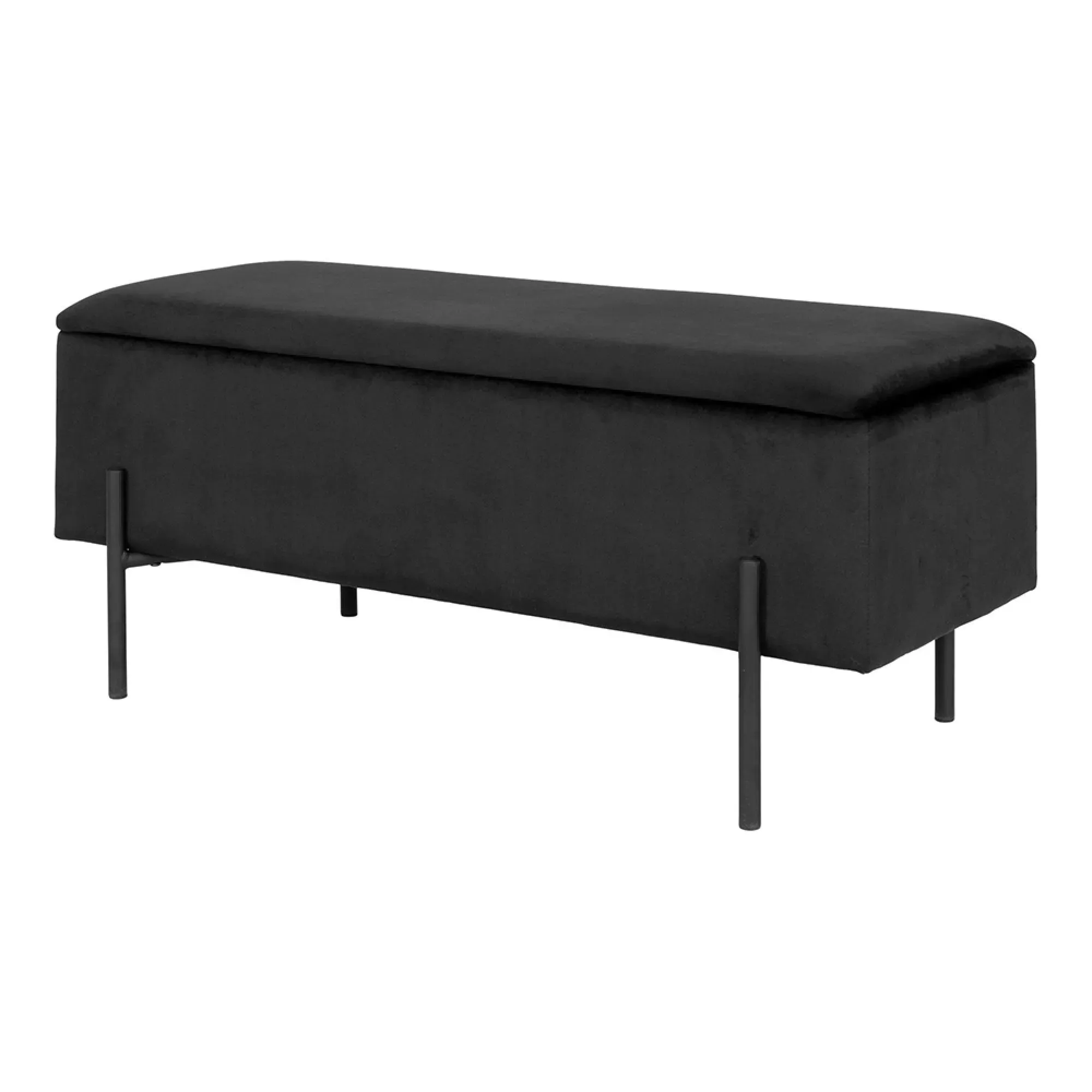 Watford Storage Bench with Storage - Black, Velvet