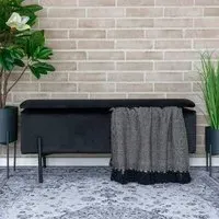 Watford Storage Bench with Storage - Black, Velvet