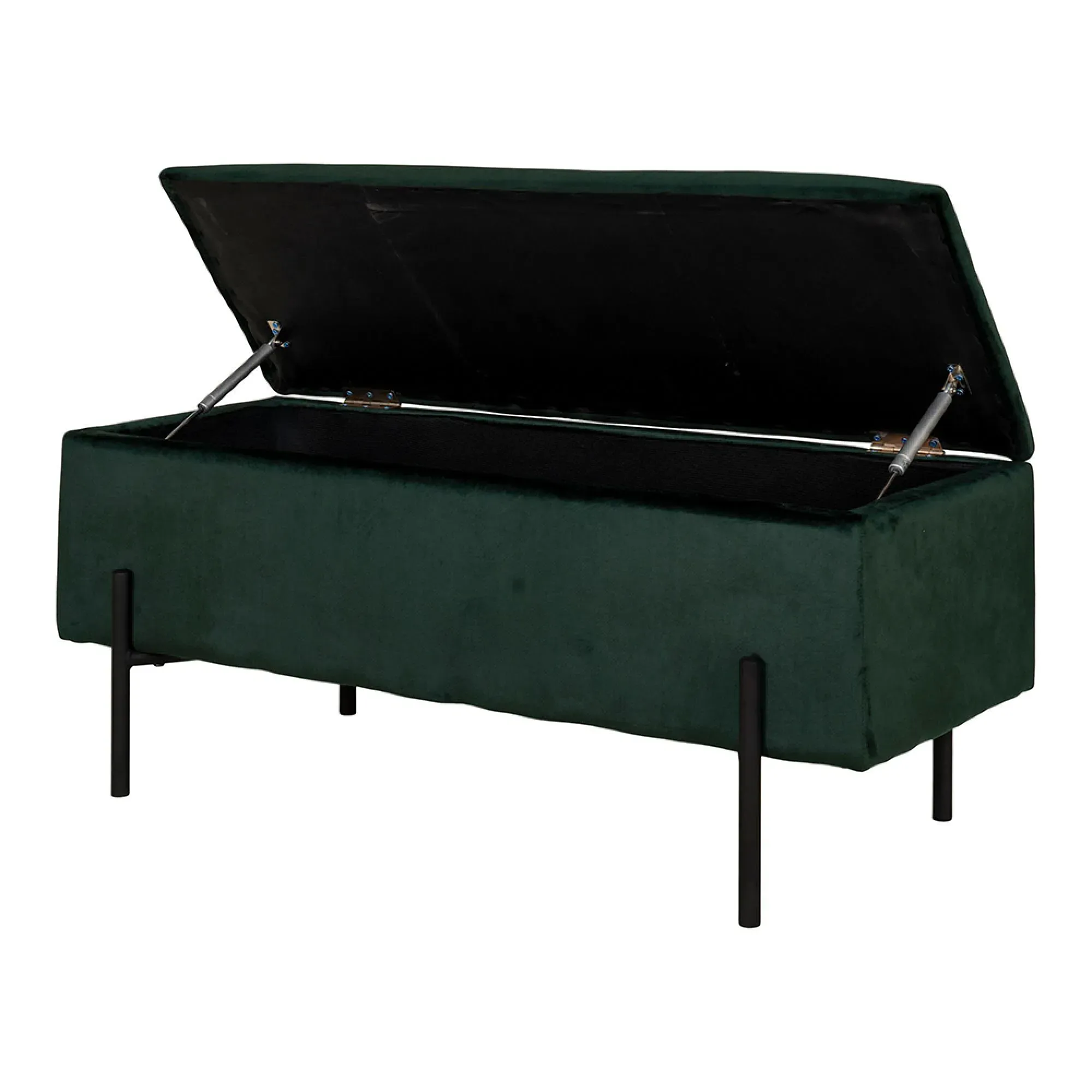 Watford Storage Bench with Storage - Green, Velvet