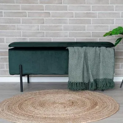 Watford Storage Bench with Storage - Green, Velvet