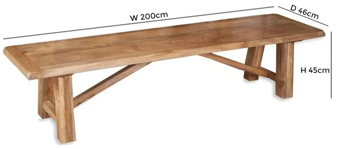 Bombay 200cm Bench - Mango Wood