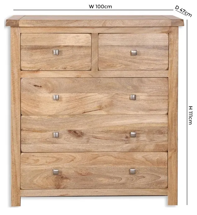 Bombay 5-Drawer Chest - Mango Wood