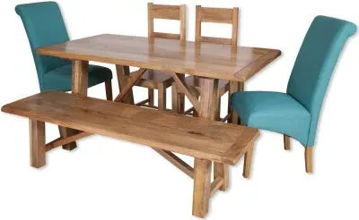 Bombay 6-Seater Dining Set with Mixed Chairs and Bench - Mango Wood image