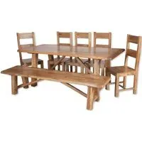 Bombay 8 Seater Dining Set with Chairs and Bench - Mango Wood