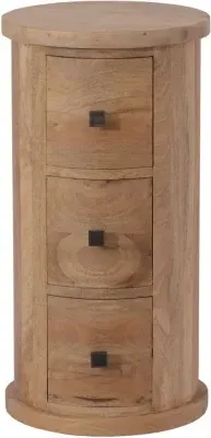City 3 Drawer Narrow Drum Chest - Mango Wood image