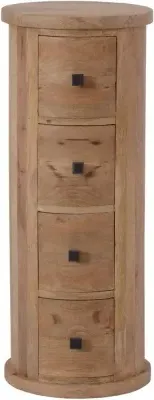 City 4 Drawer Narrow Drum Chest - Mango Wood