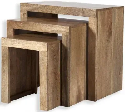 Cuban Nest of 3 Tables - Natural Mango Wood image