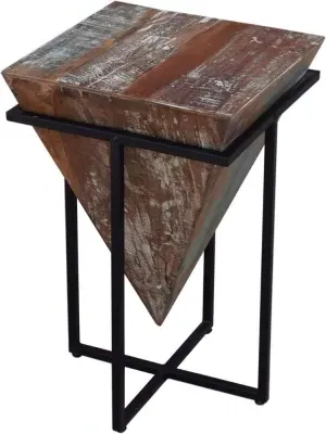Industrial Rustic Medium Triangular Side Table