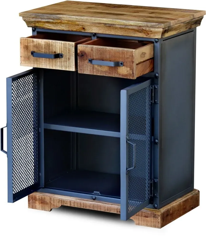 Metro Industrial 2 Door Hall Cabinet - Distressed Wood