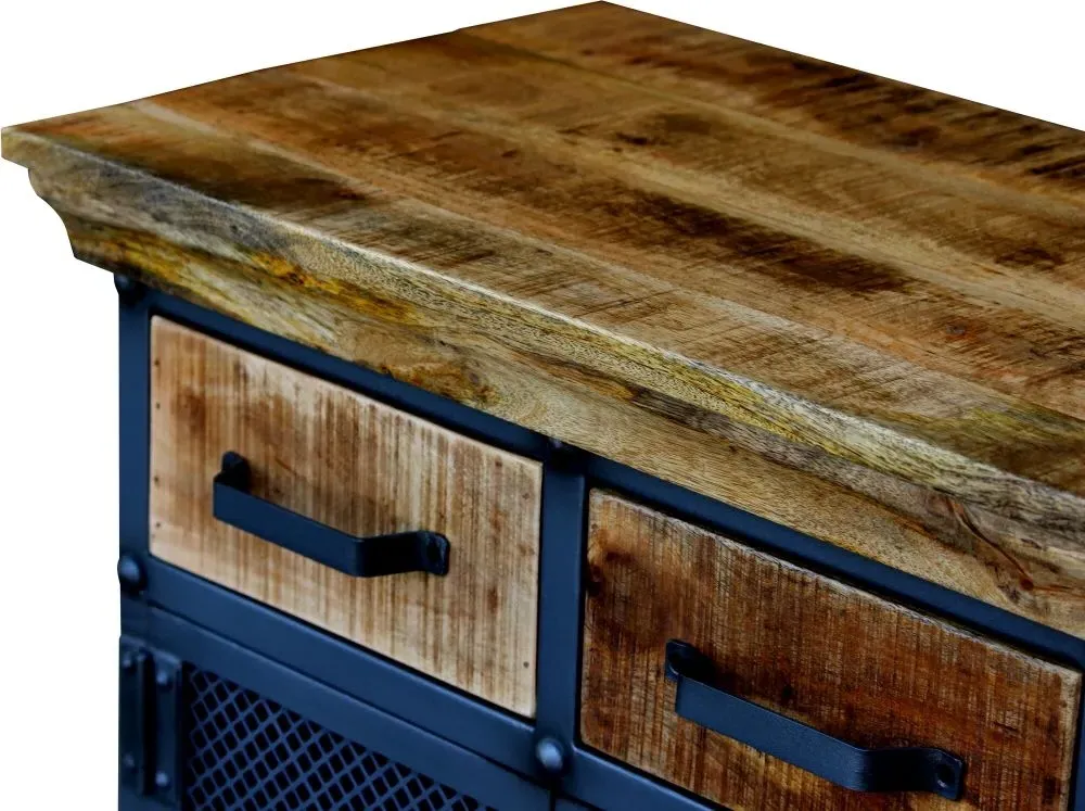 Metro Industrial 2 Door Hall Cabinet - Distressed Wood