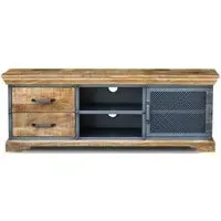 Metro Industrial Wooden TV Unit - Distressed