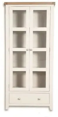 Perth 2 Door Glazed Display Cabinet - White, Wood