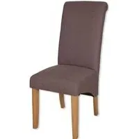 Perth Roll Back Dining Chair Set of 2 - Coffee, Fabric
