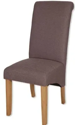 Perth Roll Back Dining Chair Set of 2 - Coffee, Fabric image
