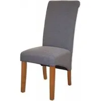 Perth Roll Back Dining Chair Set of 2 - Grey, Fabric