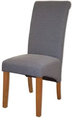 Perth Roll Back Dining Chair Set of 2 - Grey, Fabric